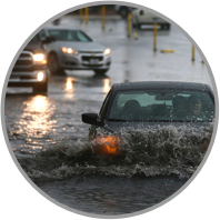 Cars and Traffic Stuck in Flood Waters