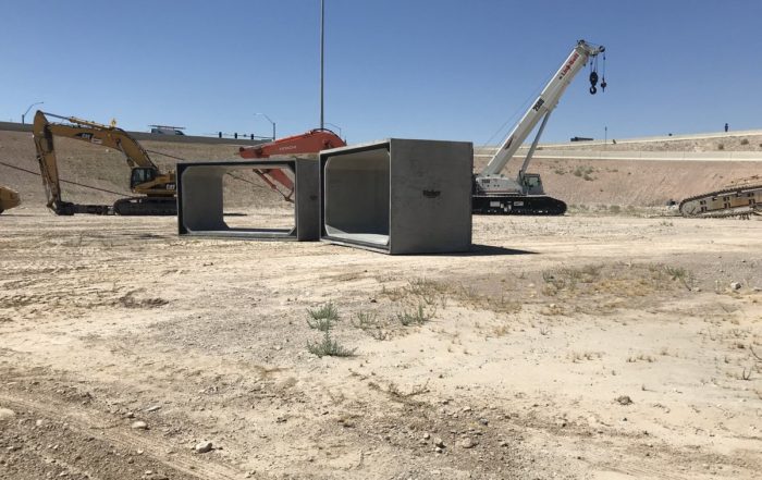 Two flood channel boxes prepared for installation