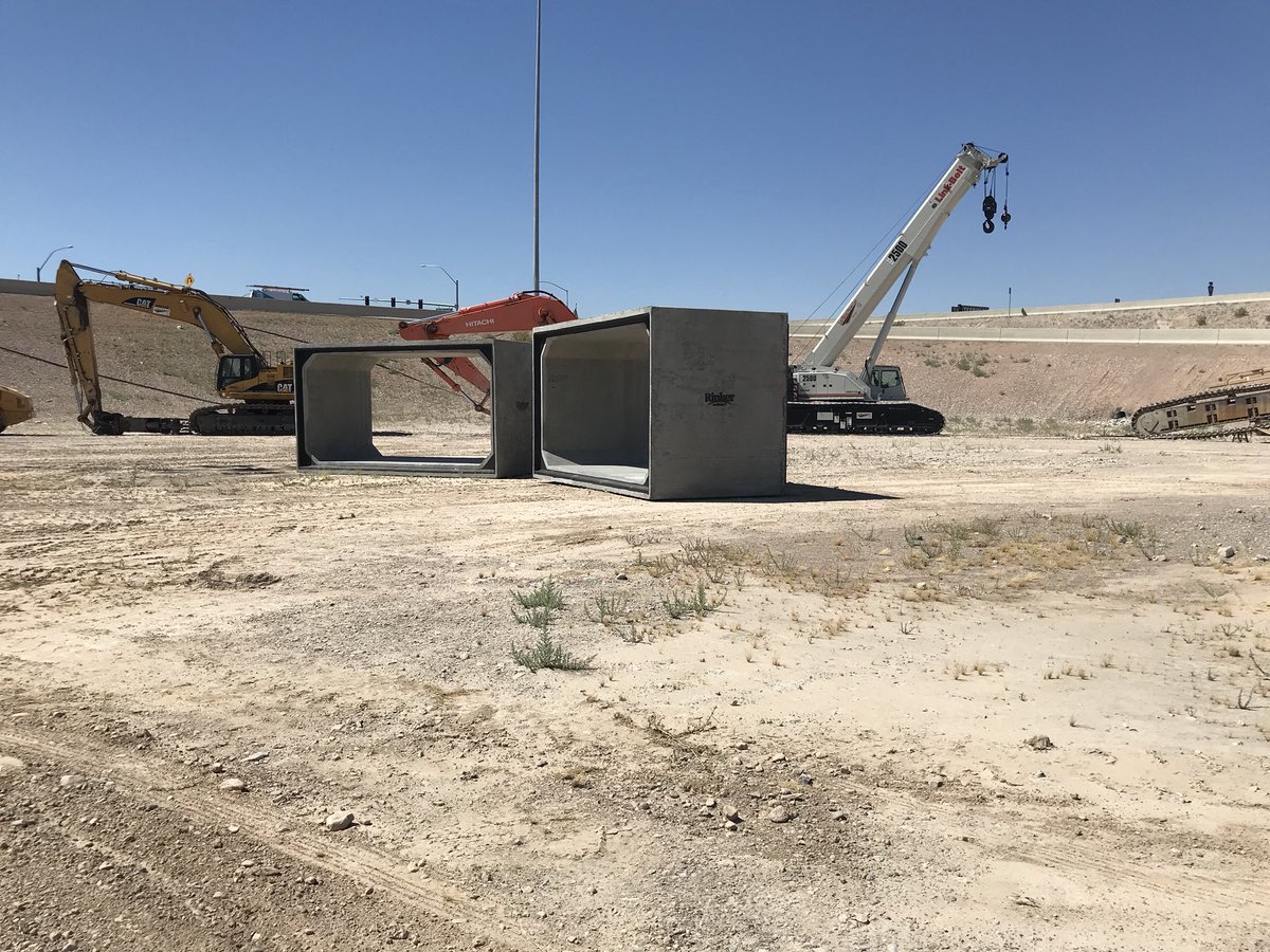Two flood channel boxes prepared for installation